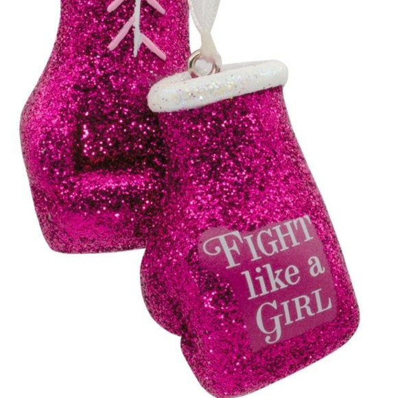 Fight Like a Girl Boxing Breast Cancer Ornament - Picture 1 of 3